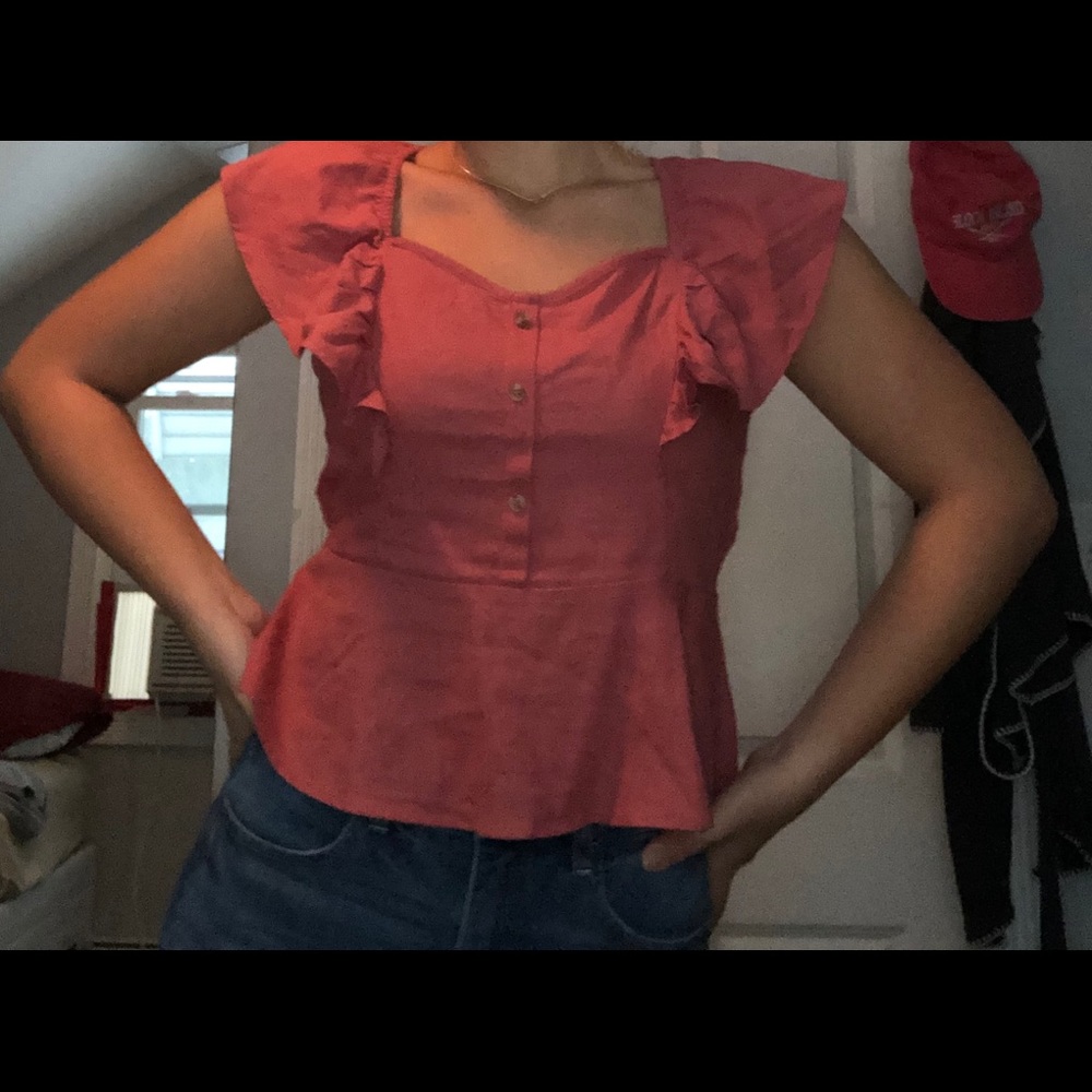 💛Pink ruffled top